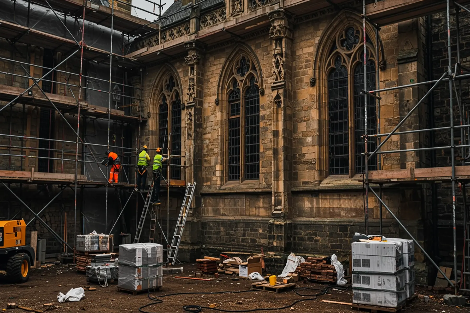 Heritage Site Safety Solutions protecting historic building during restoration works.