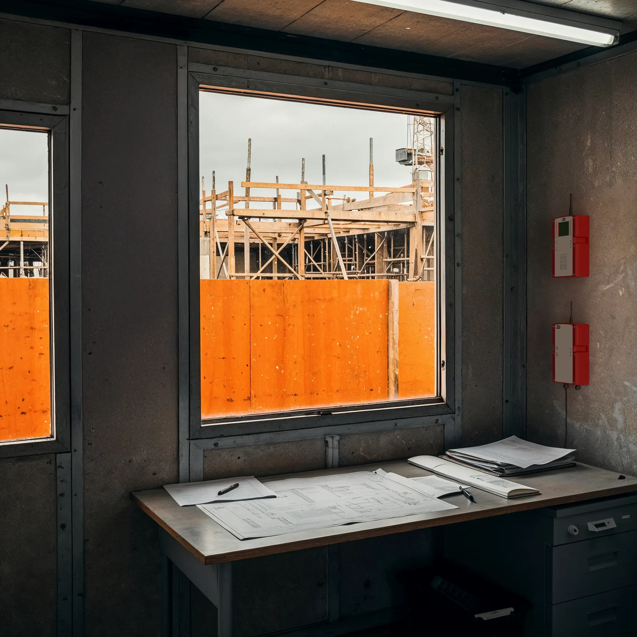 WES3 Connect unit mounted inside timber construction site office.