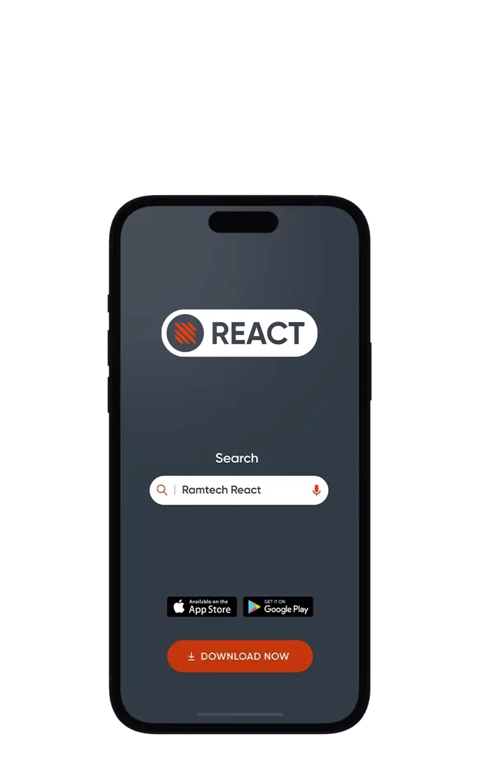 Smartphone displaying Ramtech REACT app interface for WES wireless fire and evacuation system alerts.