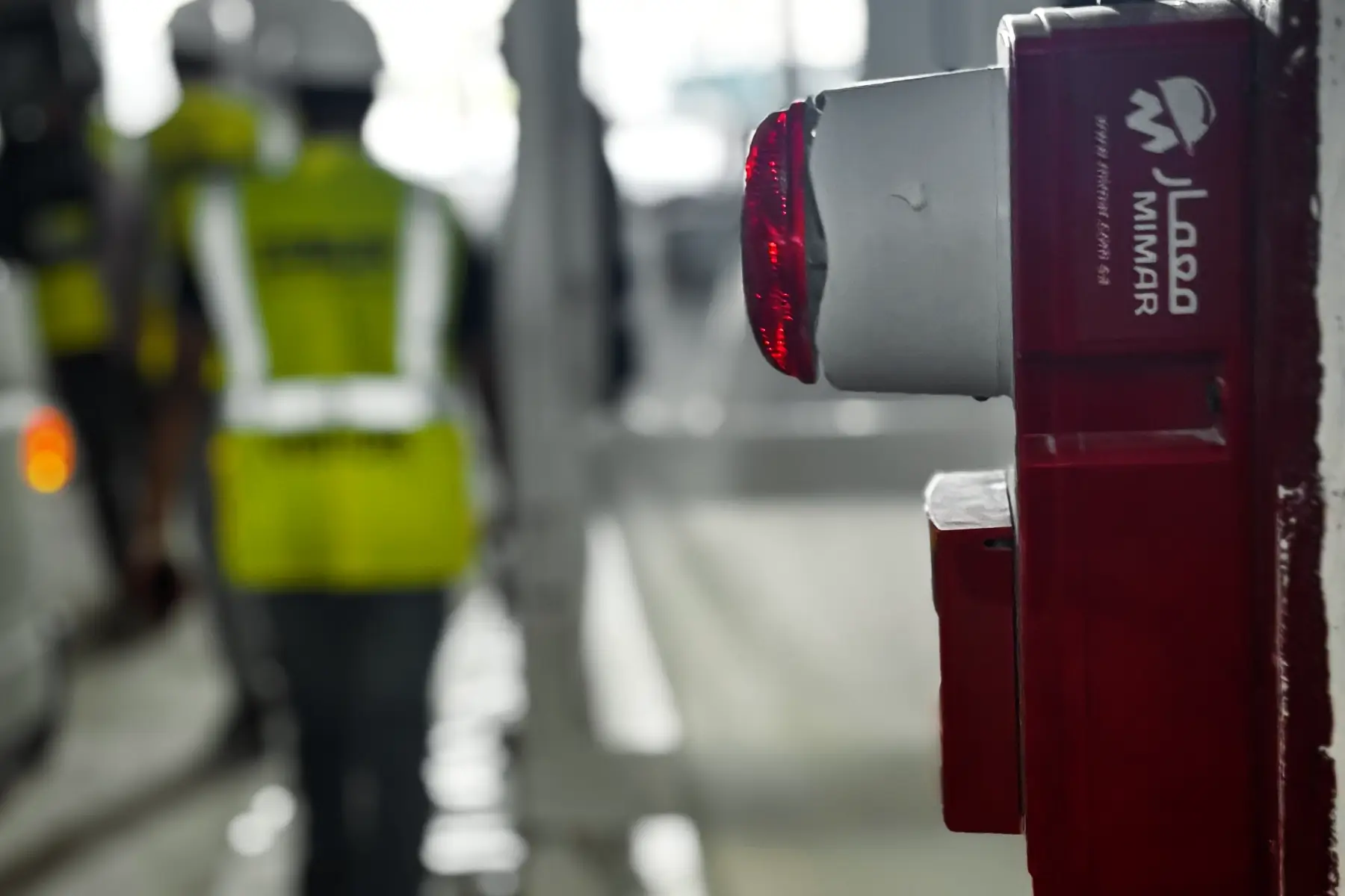 Close-up of a strobe light on a wireless fire alarm system unit for visual evacuation alerts.