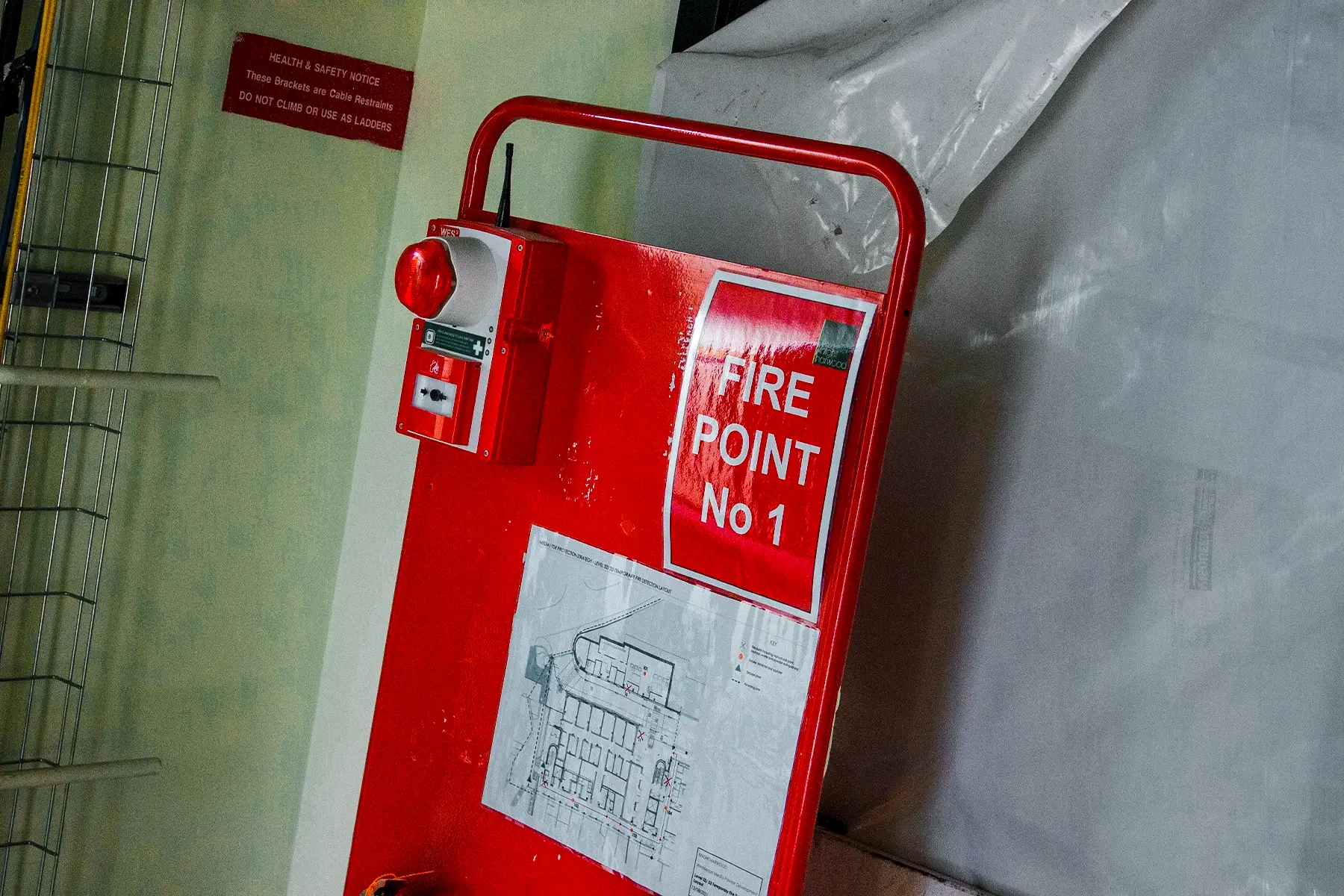 WES3 wireless unit for Wimbledon construction fire safety.